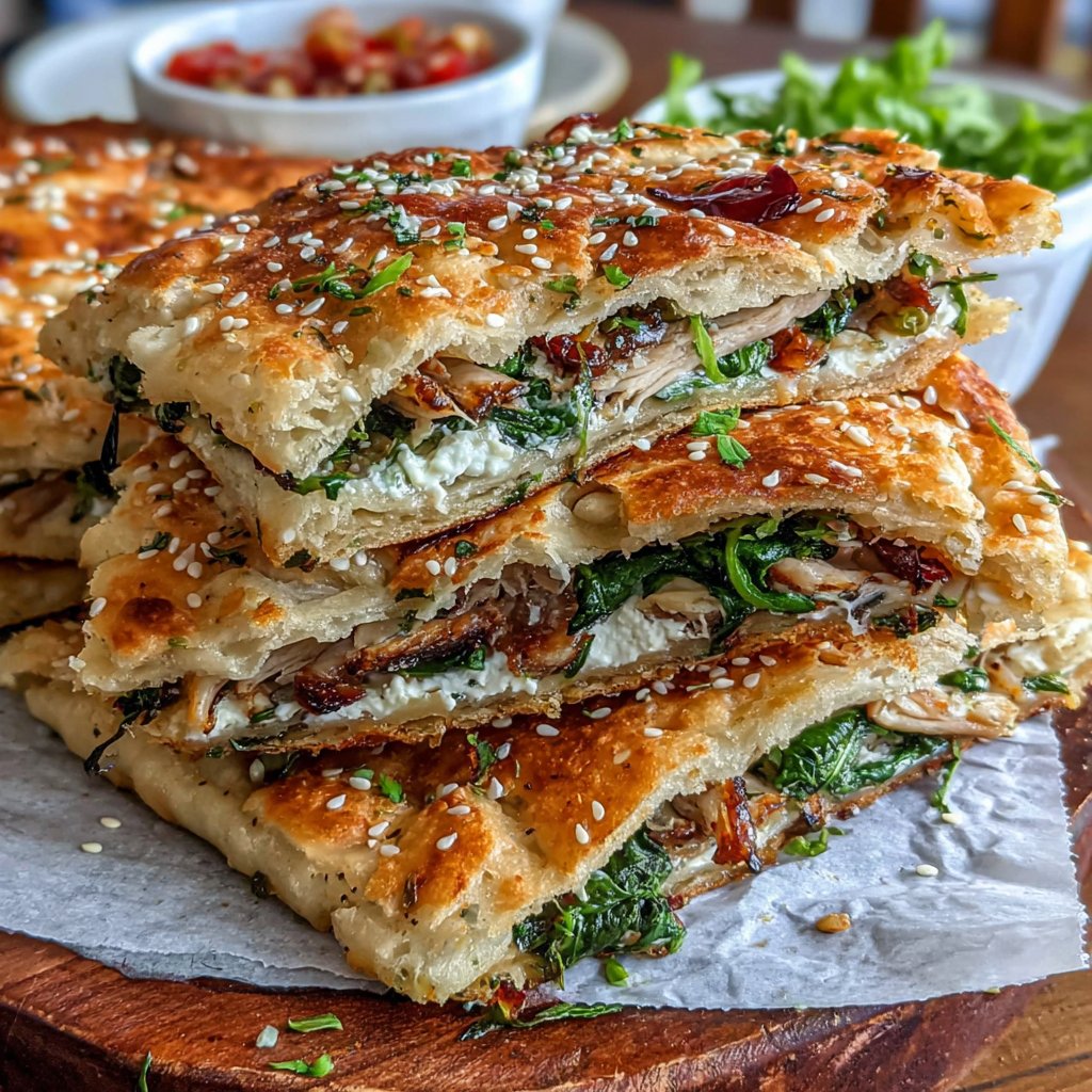 Turkey Spinach Flatbreads Recipe